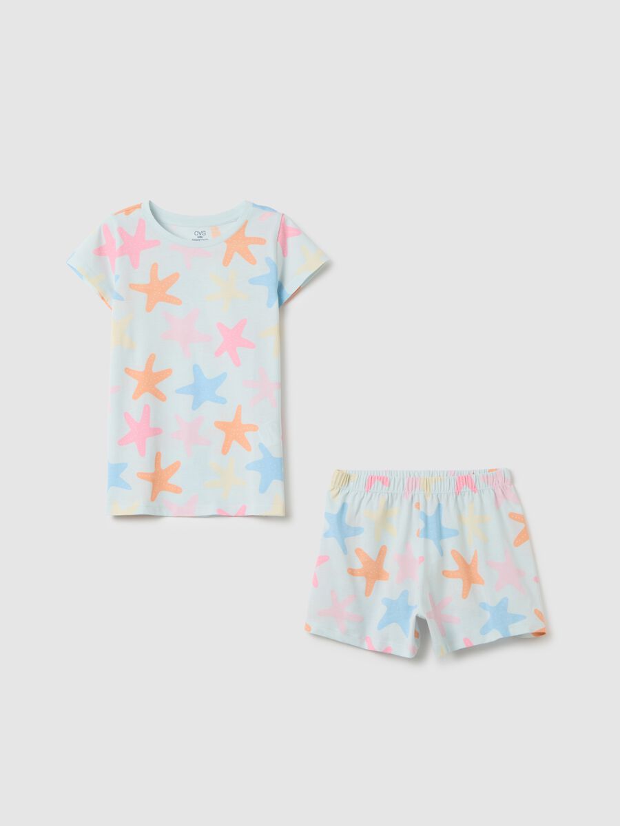 Girls' multicolour pure cotton t-shirt and shorts set with regular fit_0