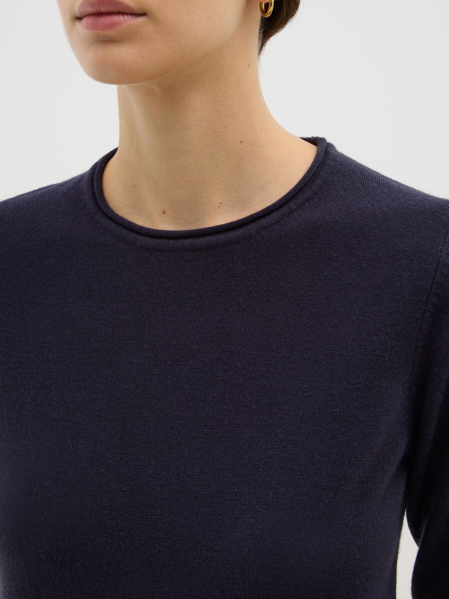 Blue Crew Neck Sweater Fitted Fit_3