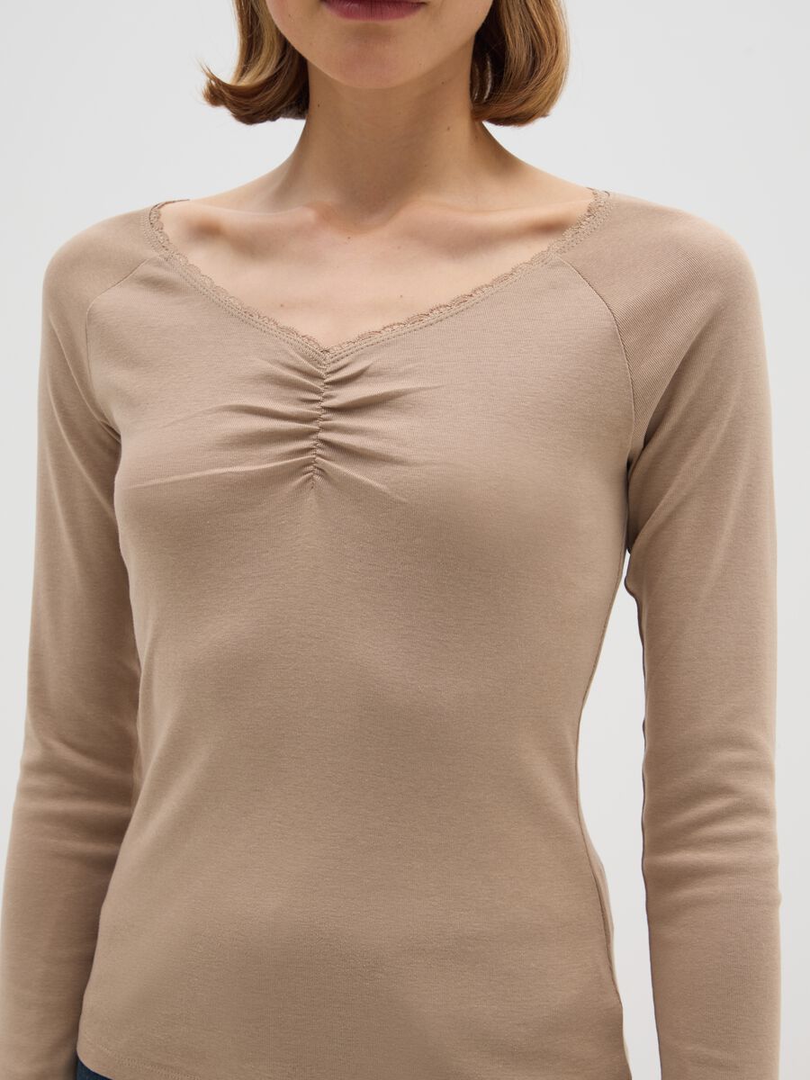 Maglia in puro cotone beige regular fit_3