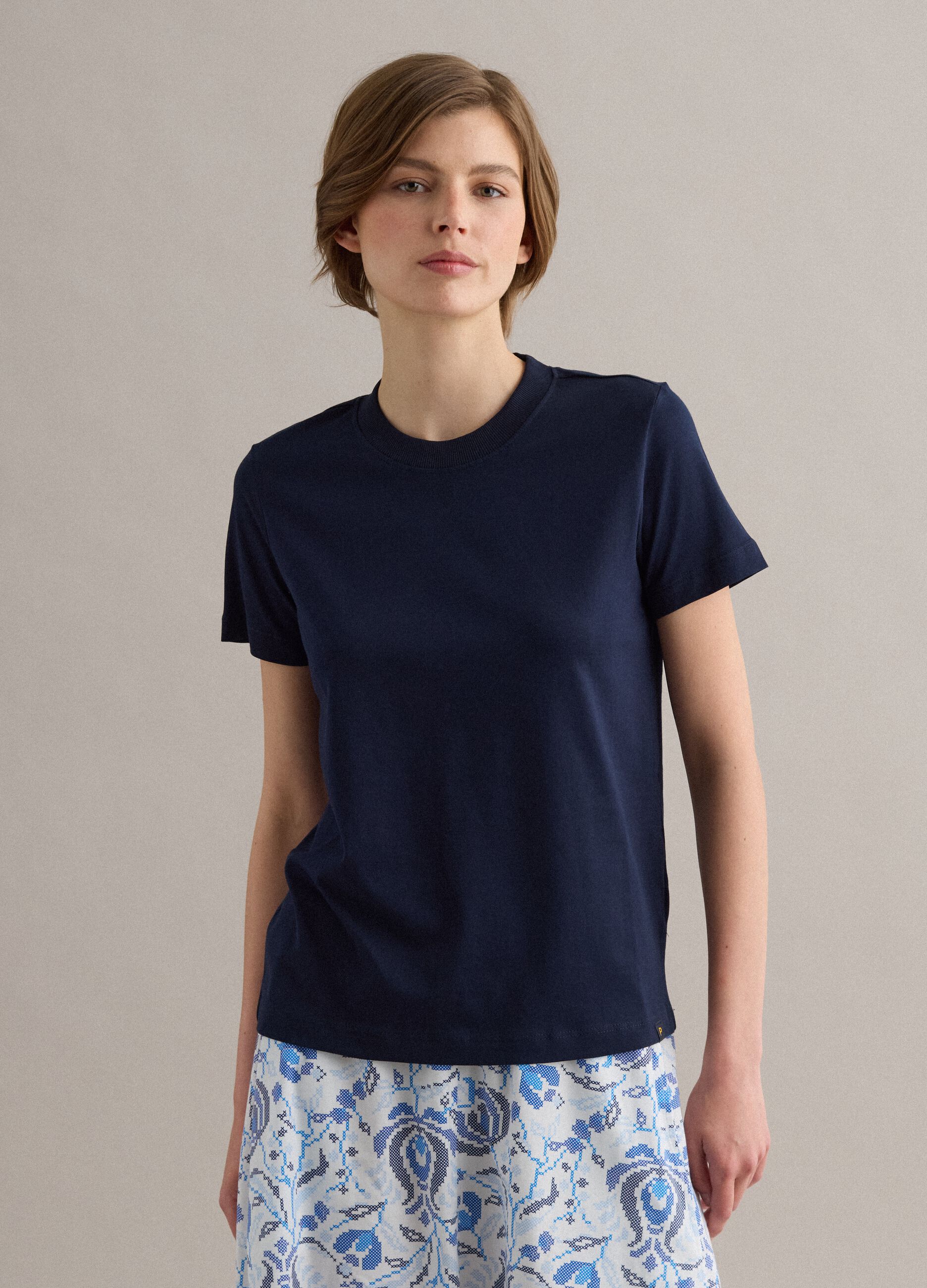 Blue Supima cotton short-sleeve regular-fit T-shirt
