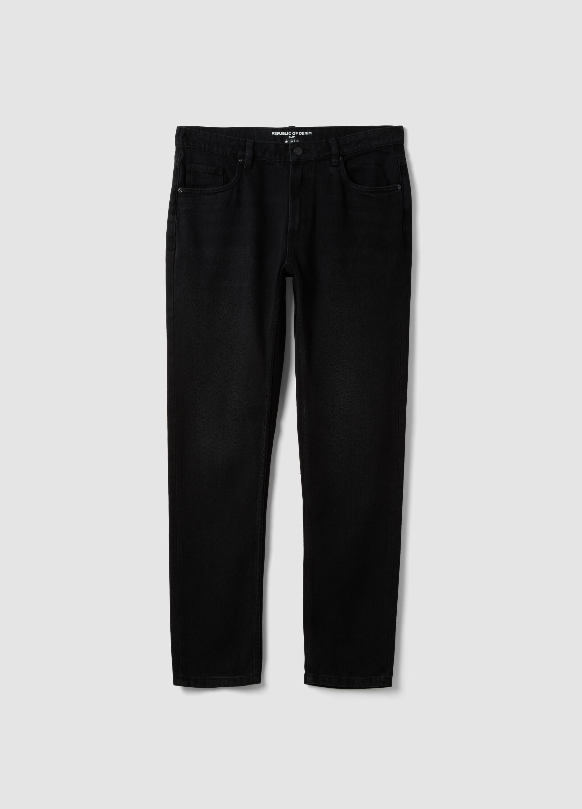Jeans neri in misto cotone e viscosa slim fit