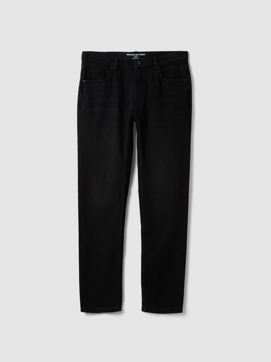 Jeans neri in misto cotone e viscosa slim fit_0