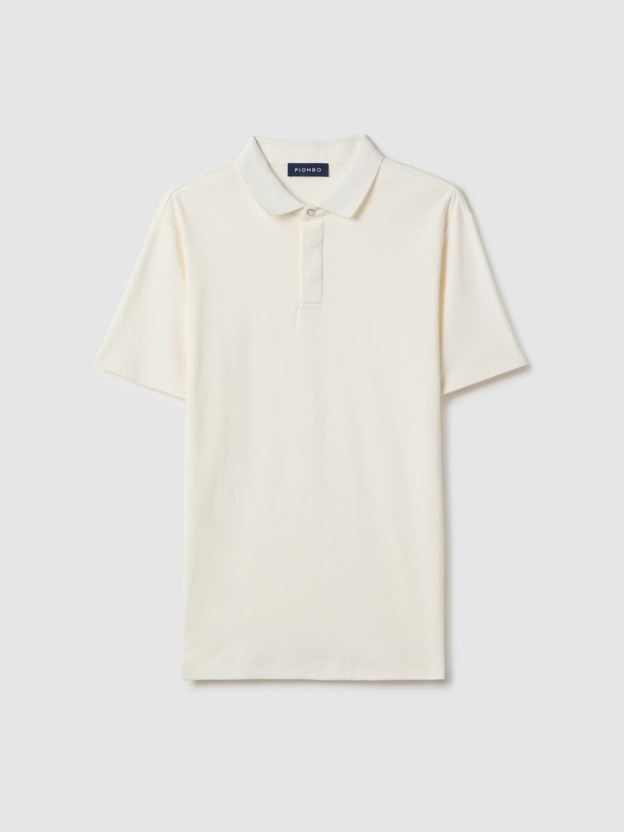 White short sleeve polo in pure cotton regular fit_4