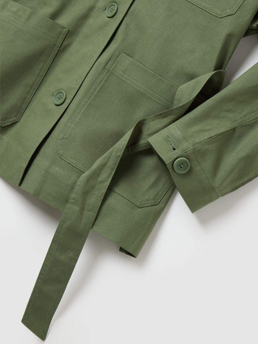 Piombo Cotton and Linen Green Regular Fit Jacket_5