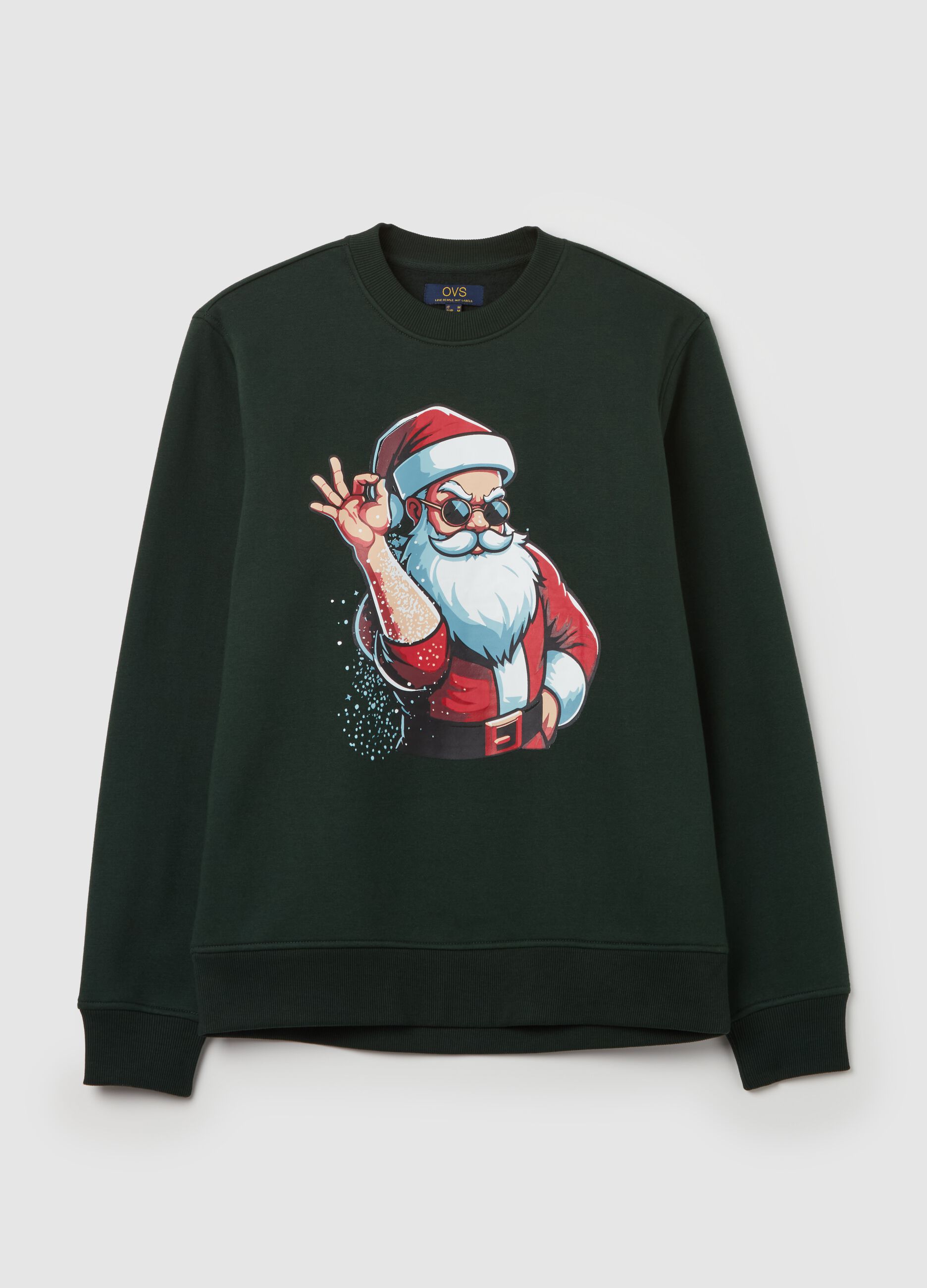 Felpa girocollo con stampa Babbo Natale da Uomo OVS