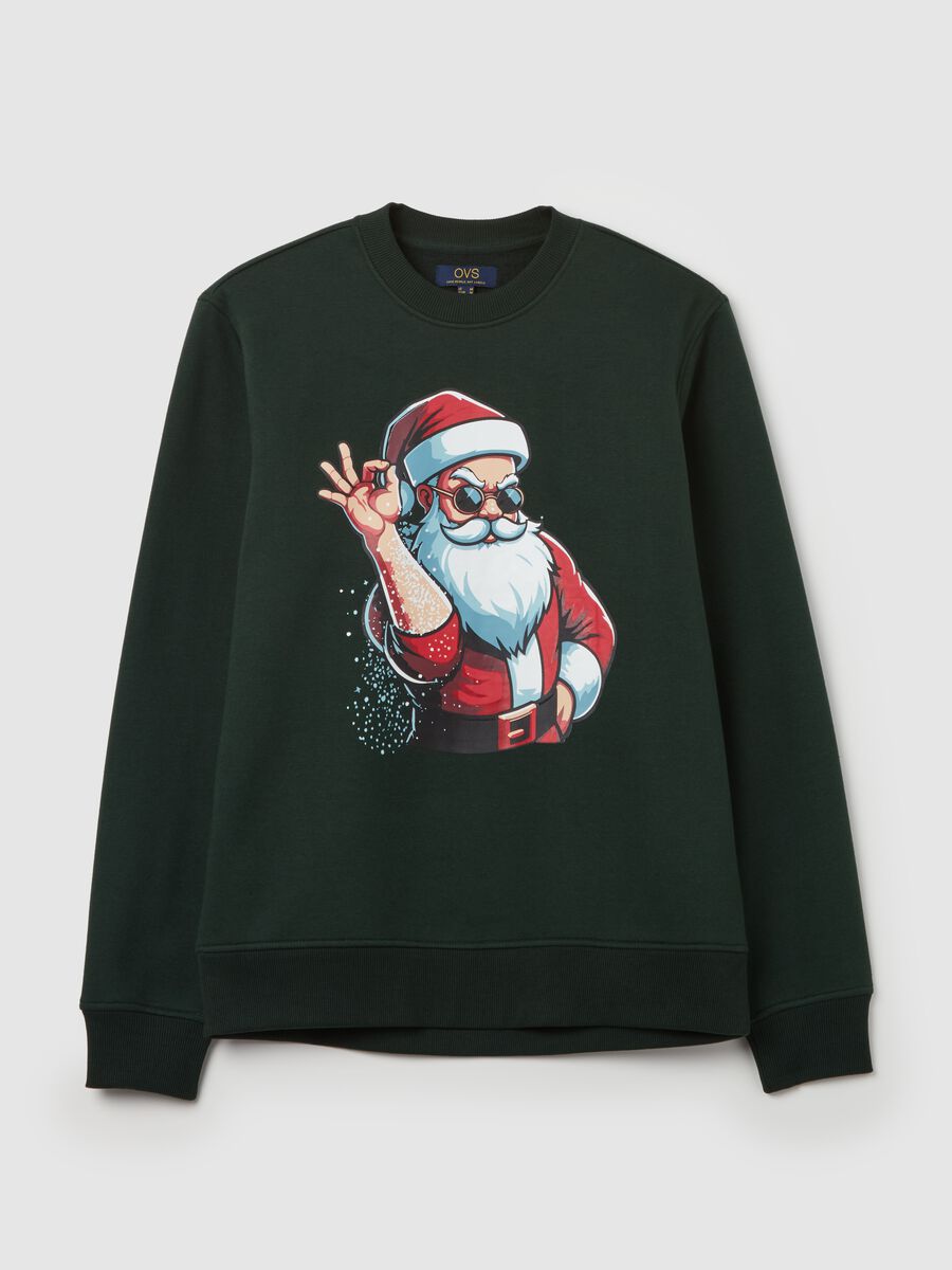 Sweatshirt with Father Christmas print round neck_4