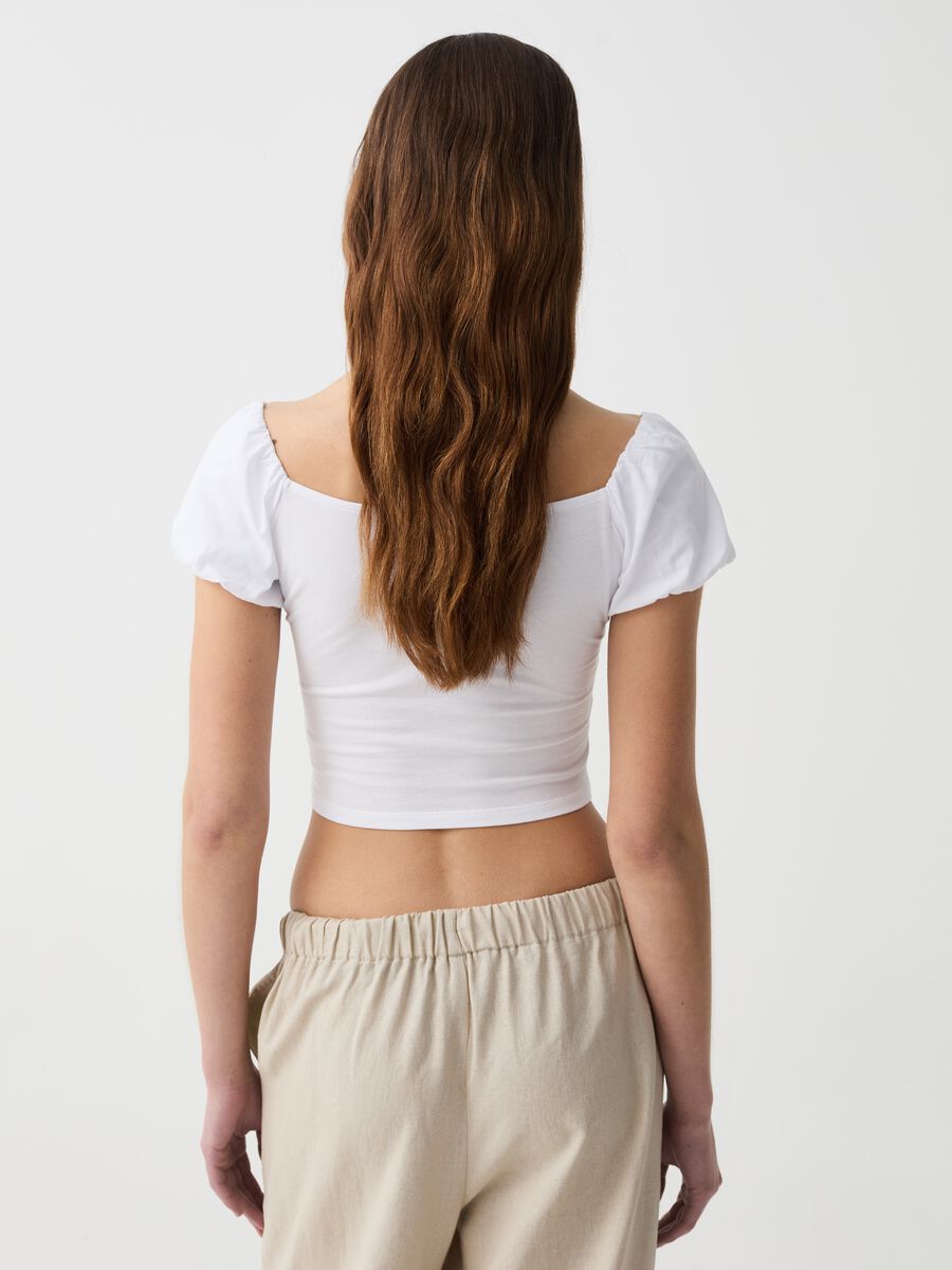 Crop T-shirt with puff sleeves_2