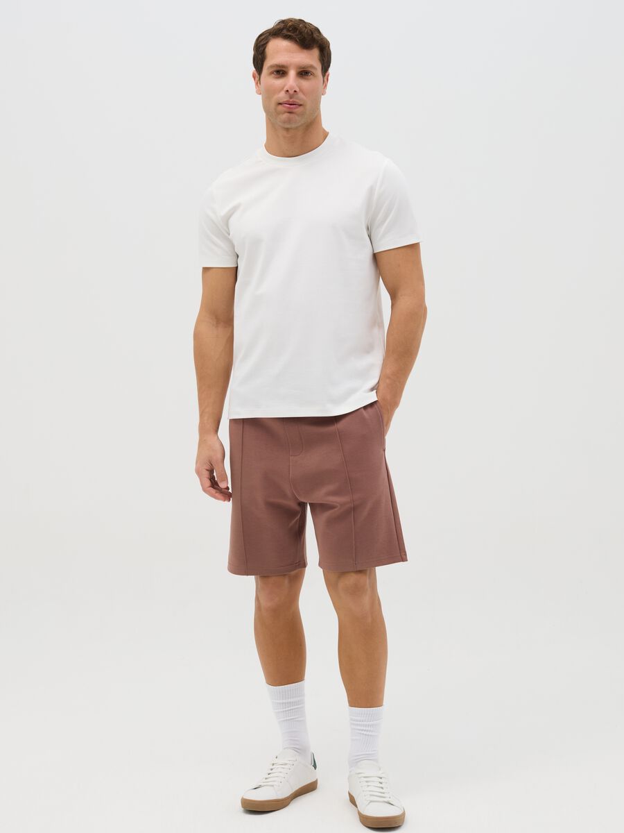 Brown Bermuda joggers in fleece_0