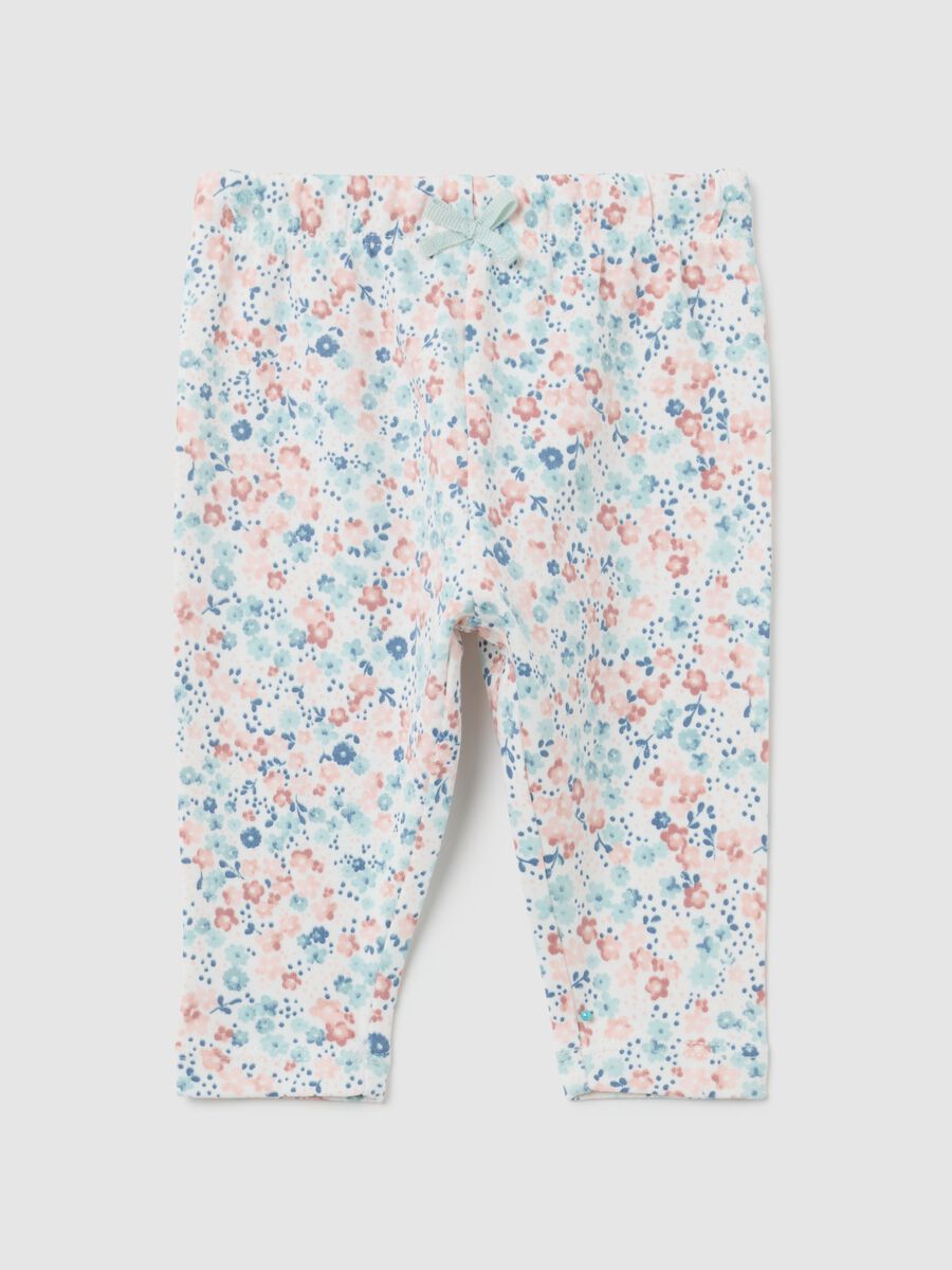 Leggings da neonata in puro cotone multicolor slim fit_0