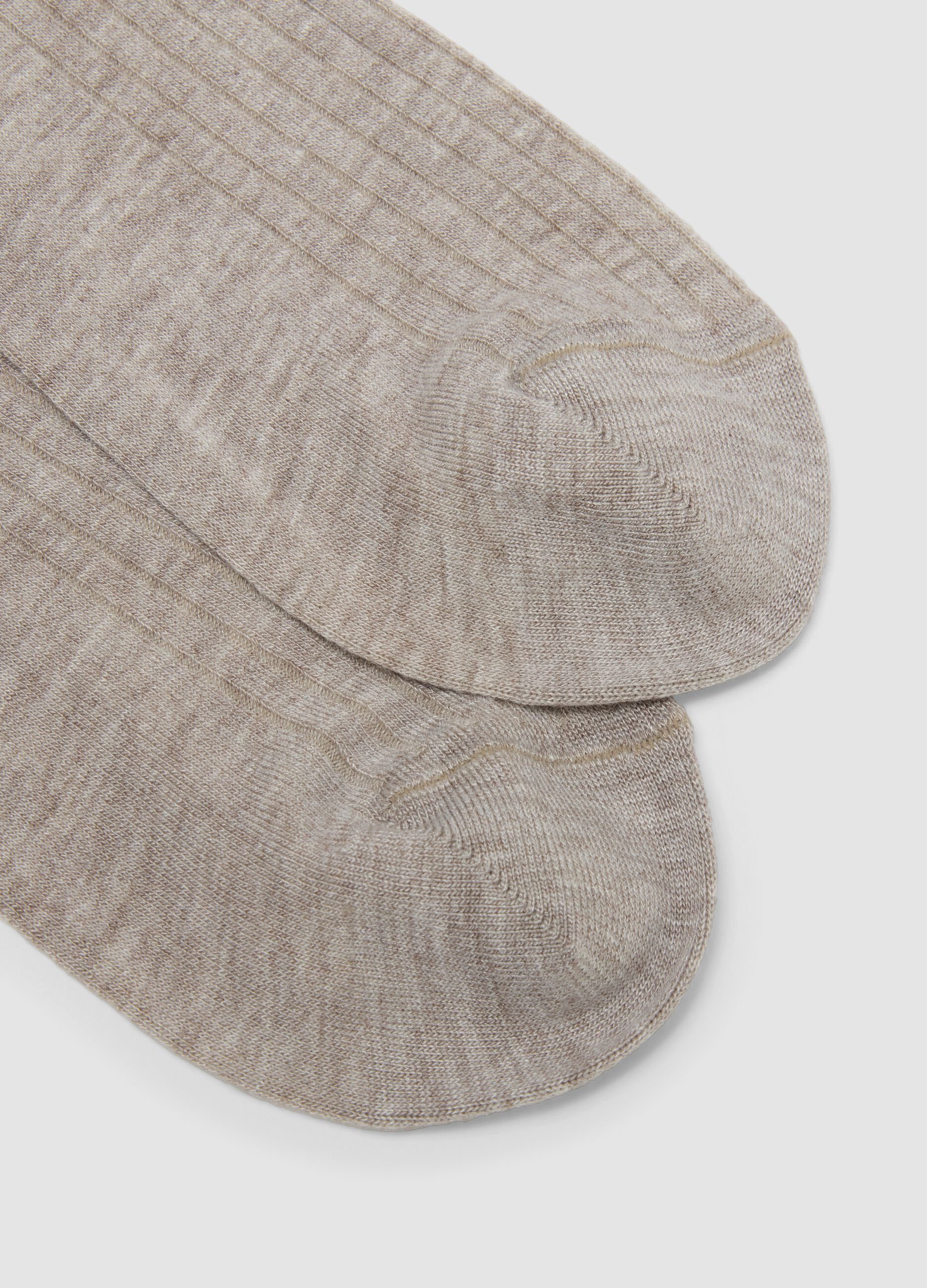 Beige long stretch viscose blend socks