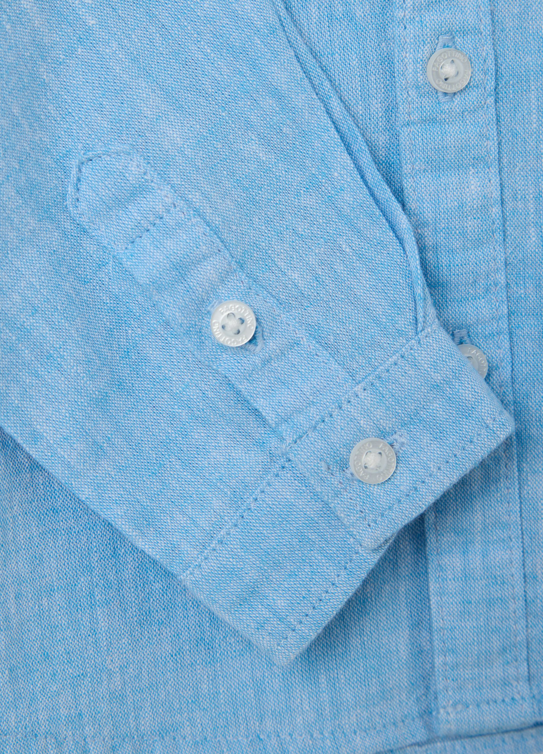 Light blue long-sleeved shirt in cotton and linen