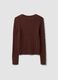 Brown pure cotton cable-knit jumper with deep V-neck_6