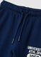 Pantaloni jogger blu in puro cotone con stampa_1