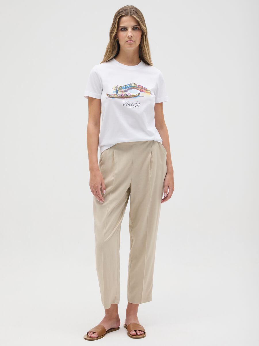 Women's pure white cotton t-shirt regular fit_1