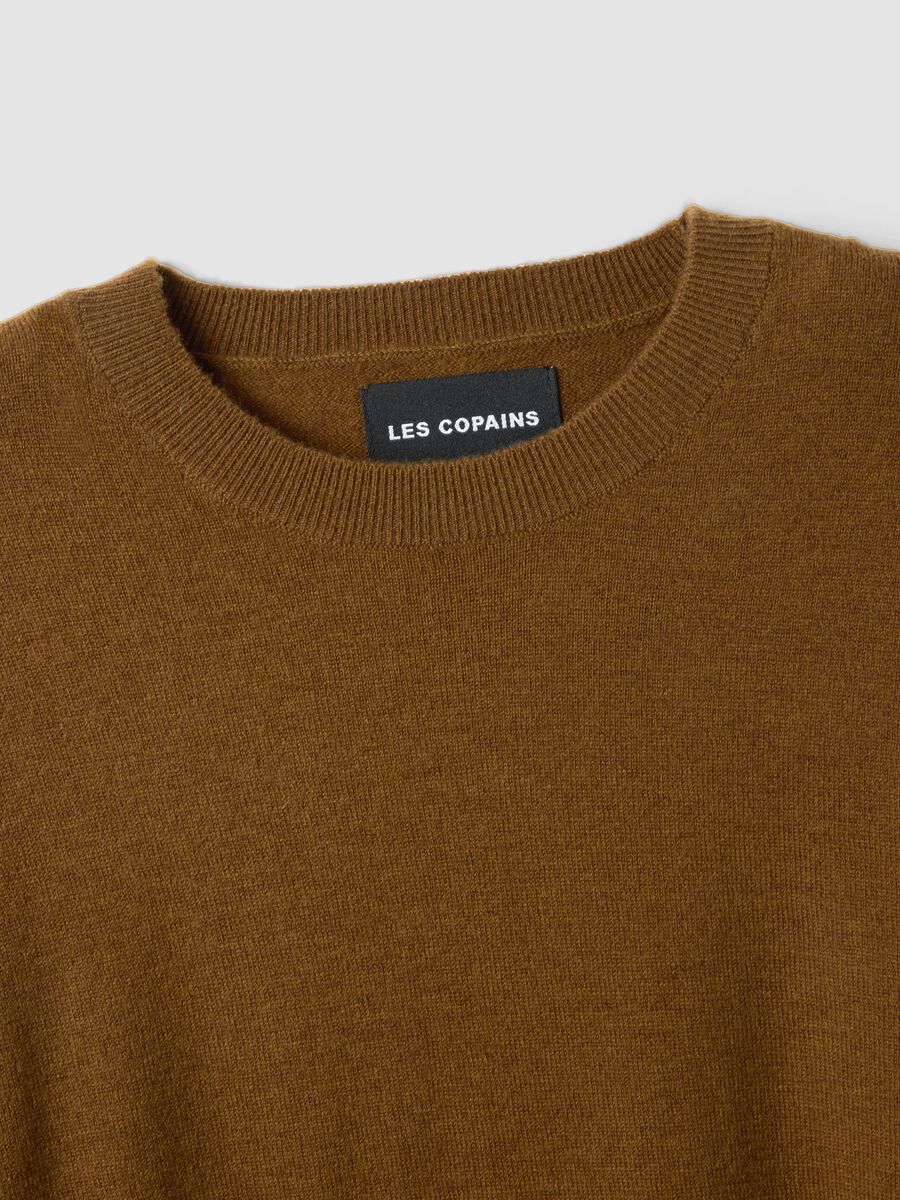 Brown pure wool crew-neck jumper in oversized fit_5