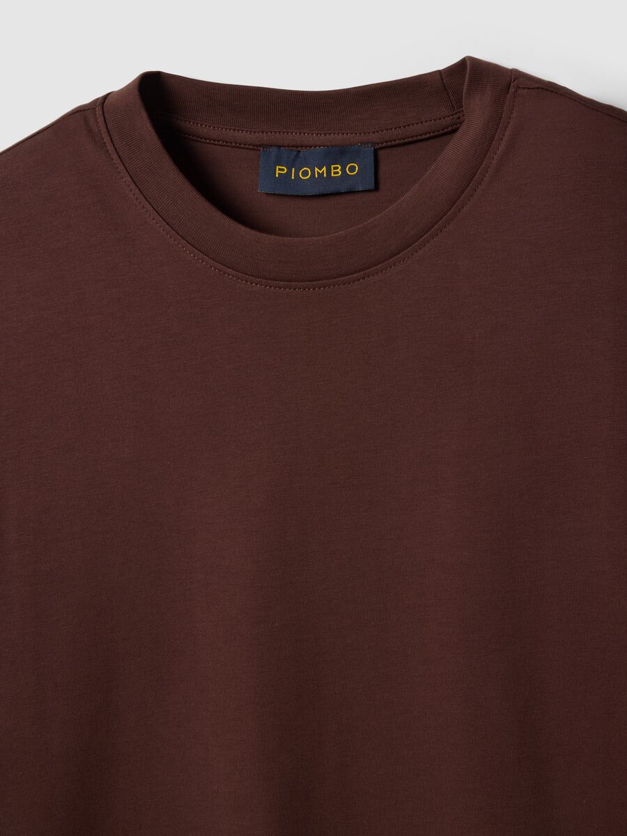 Brown pure cotton crew neck t-shirt relaxed fit_5