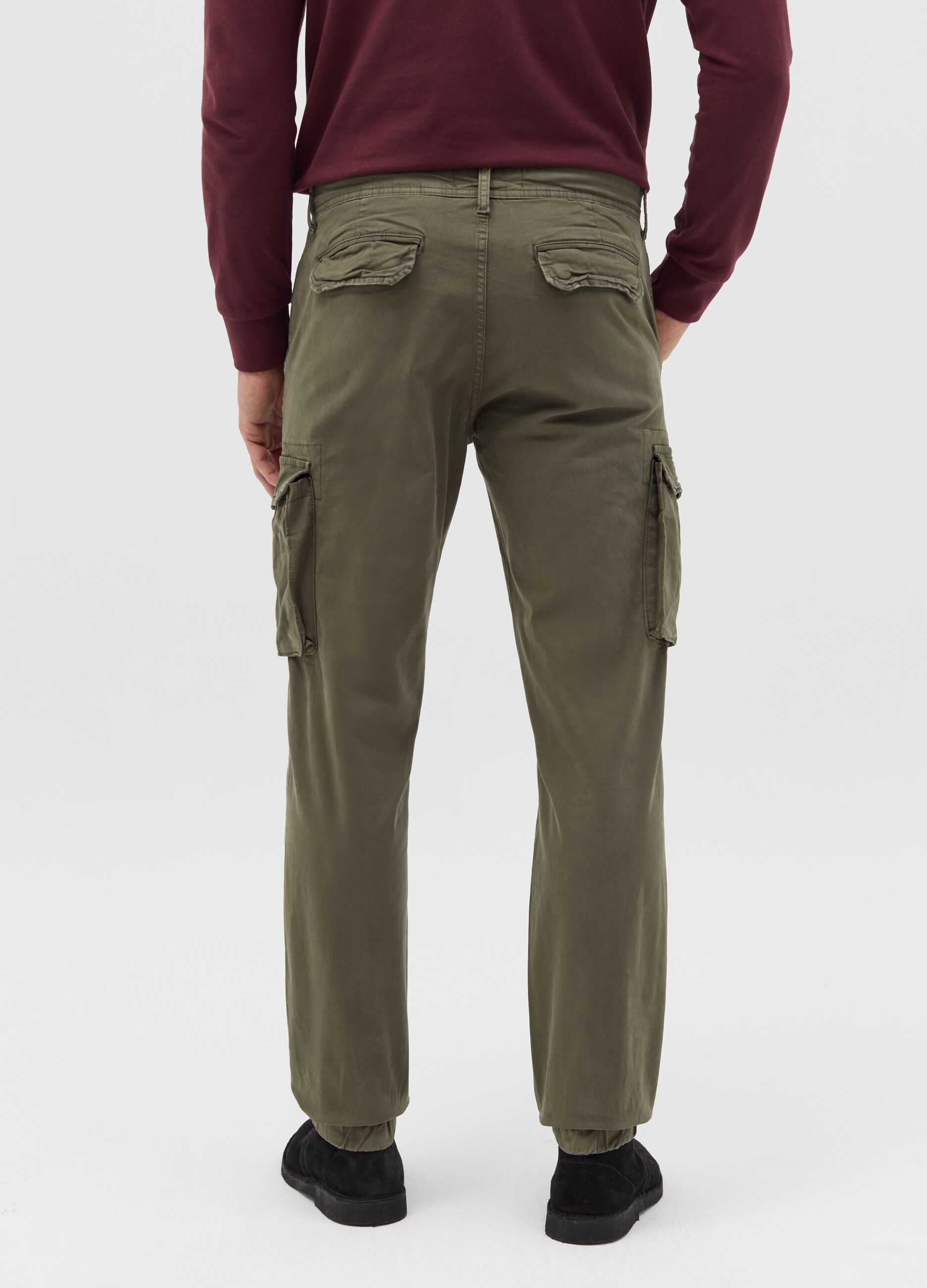 Stretch cotton cargo trousers