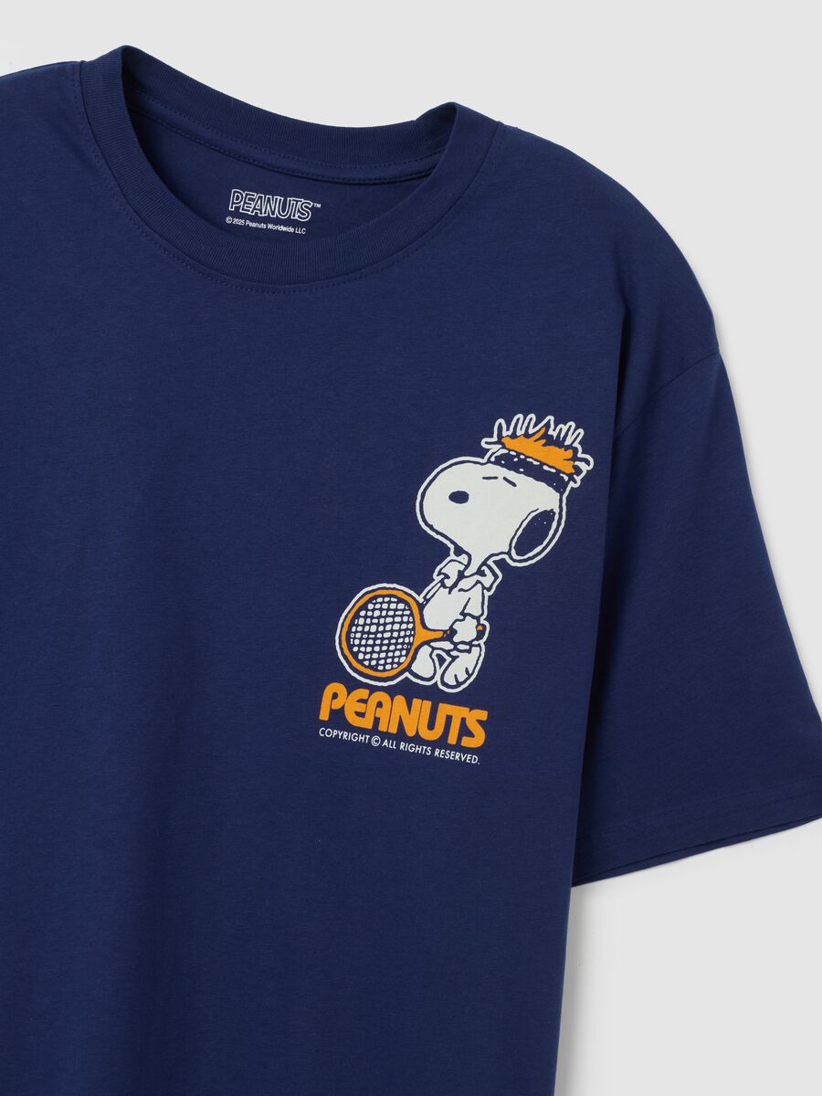 Regular fit blue pure cotton T-shirt with Snoopy_1