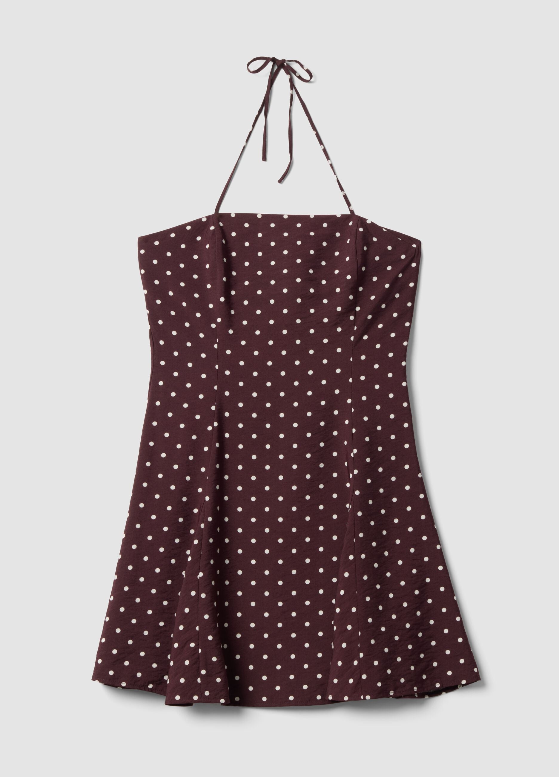 Brown polka-dot dress in a viscose blend