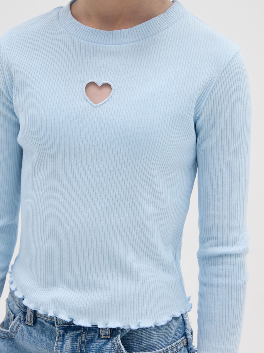 Maglia da ragazza in cotone elasticizzato azzurra regular fit_2
