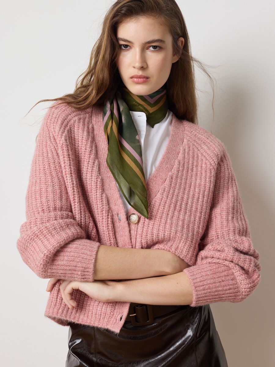 Cardigan rosa a coste vestibilità over_0