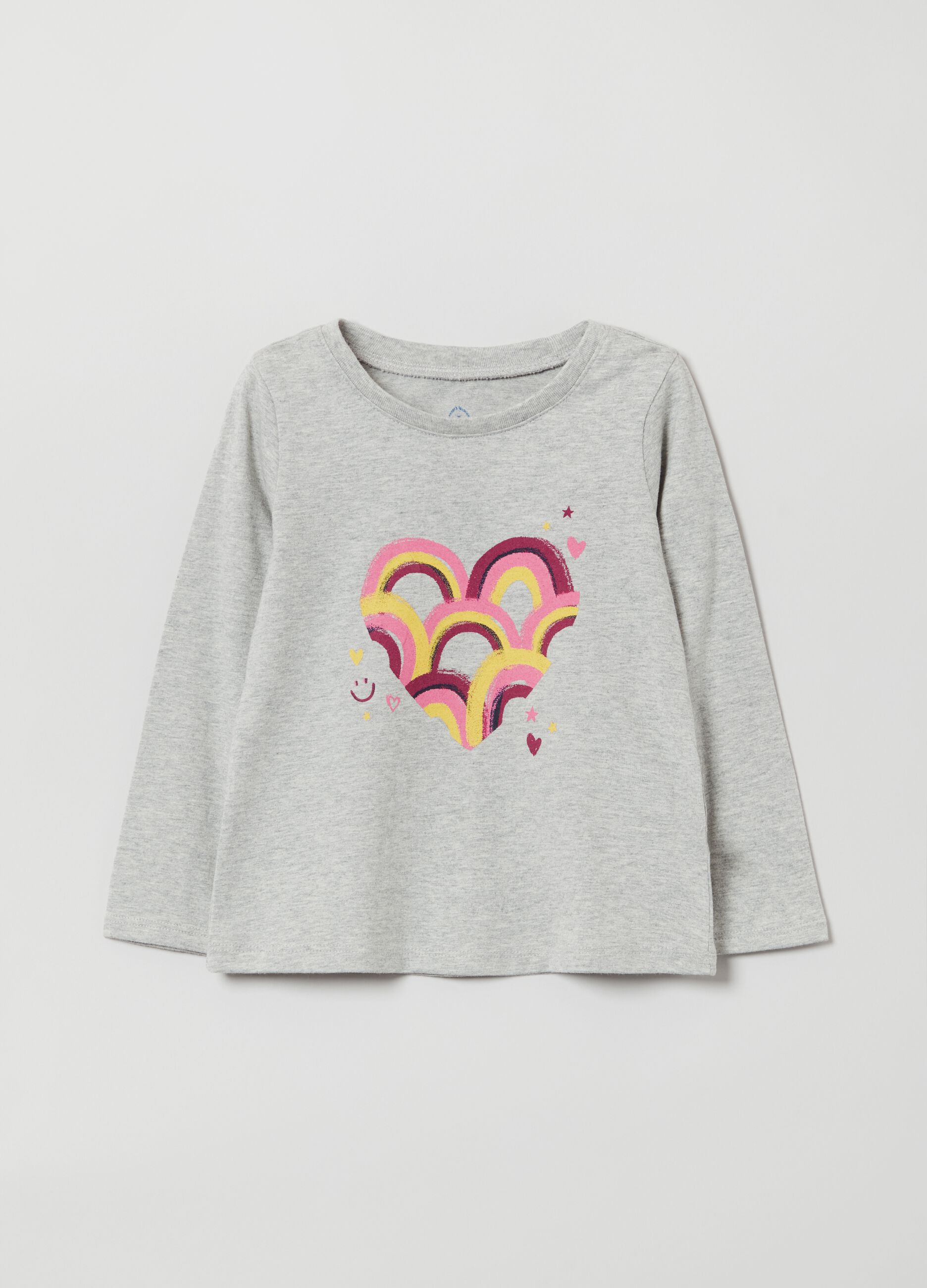 T-shirt with heart print and long sleeves