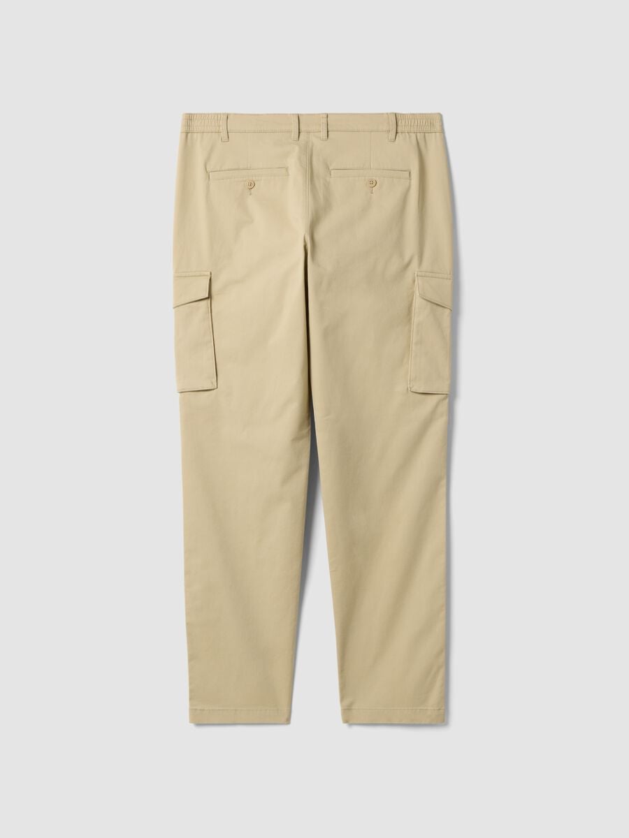 Pantaloni cargo beige in cotone elasticizzato slim fit_7