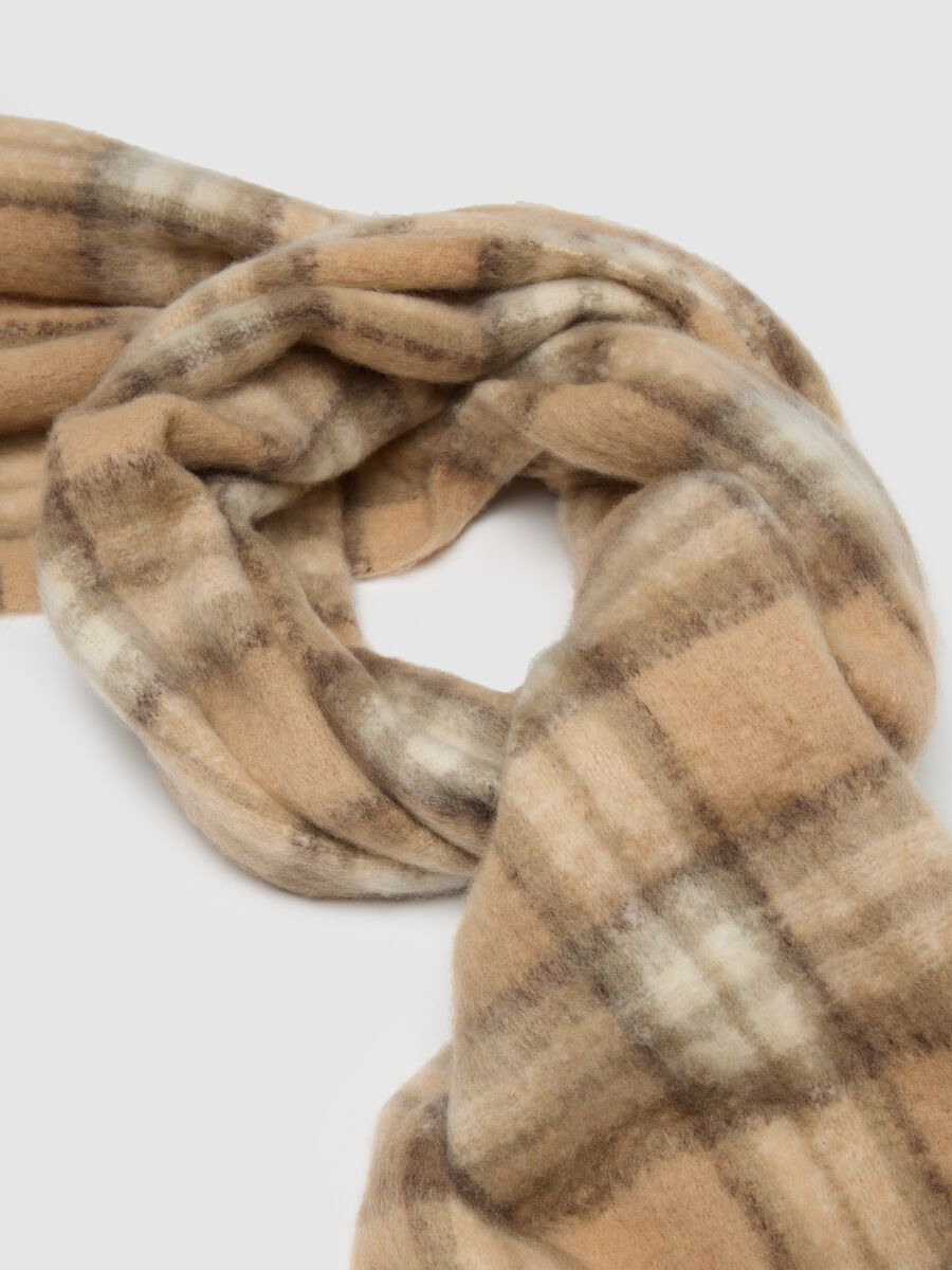 Multicolour Checked Scarf with Fringes_2