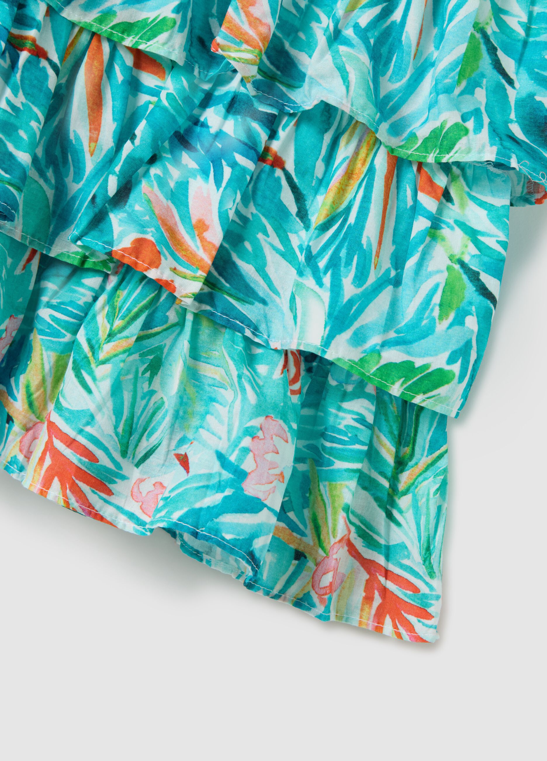 Abito da bambina in puro cotone multicolor regular fit con balze