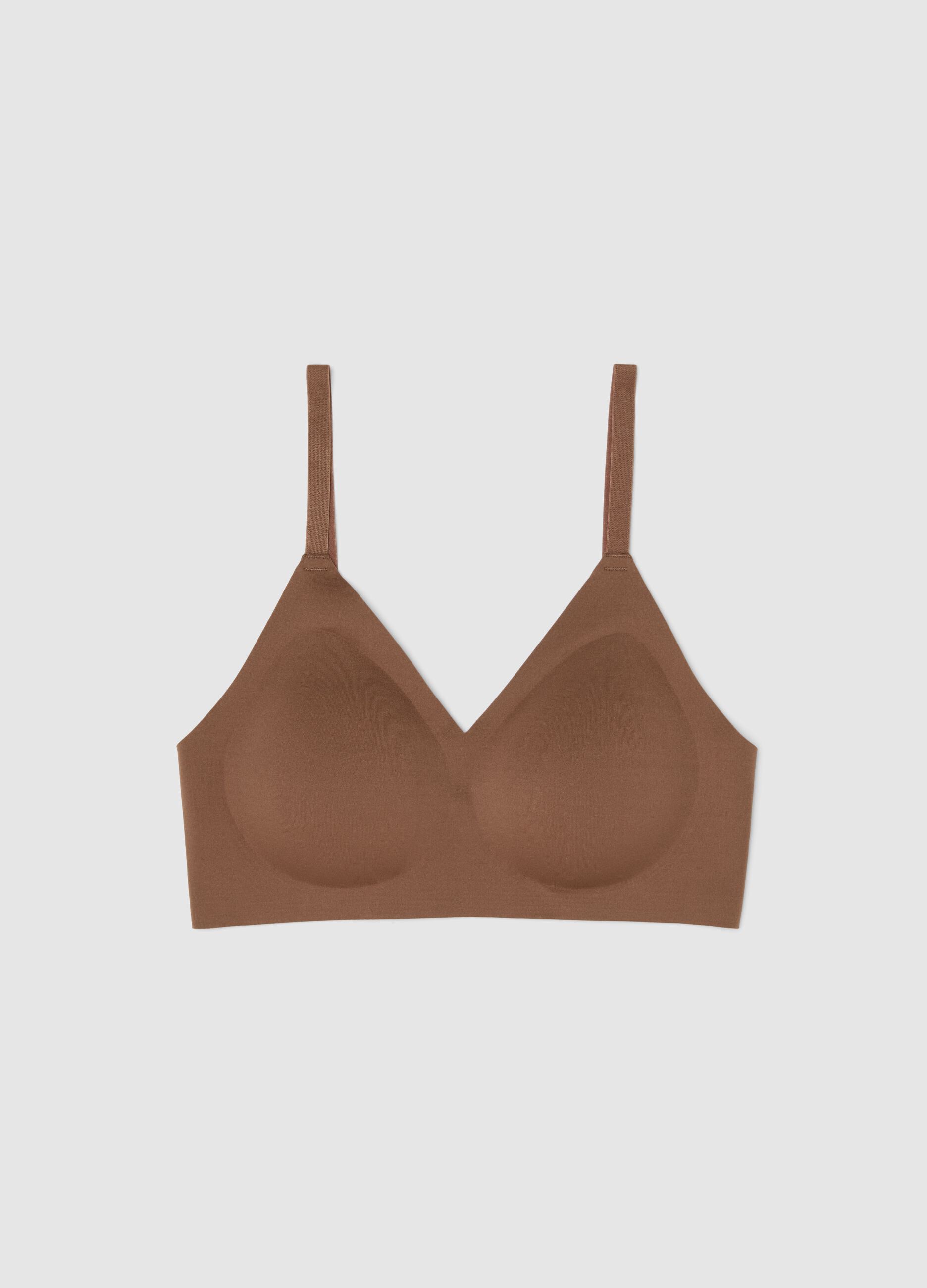Brown Seamless Bra with Removable Padding