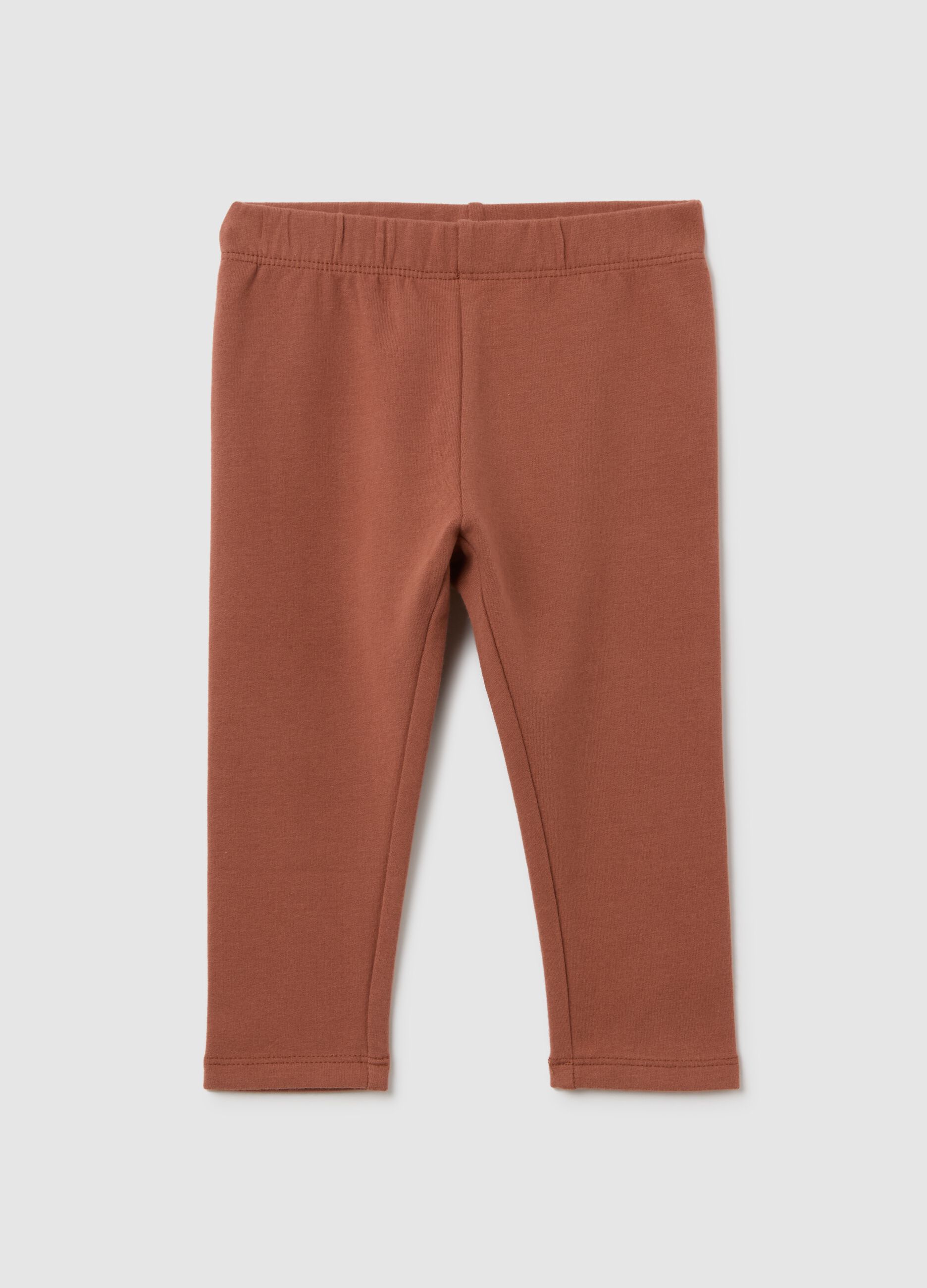Girls' Stretch Cotton Brown Slim Fit Leggings