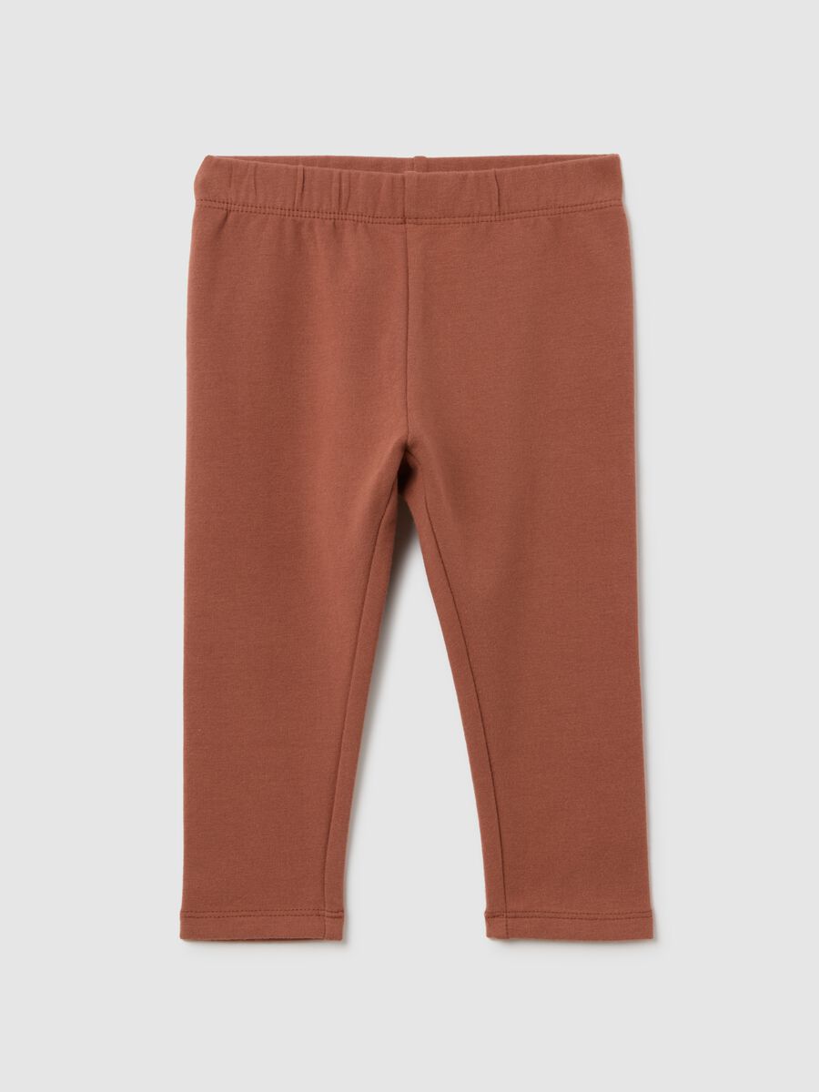 Girls' Stretch Cotton Brown Slim Fit Leggings_0