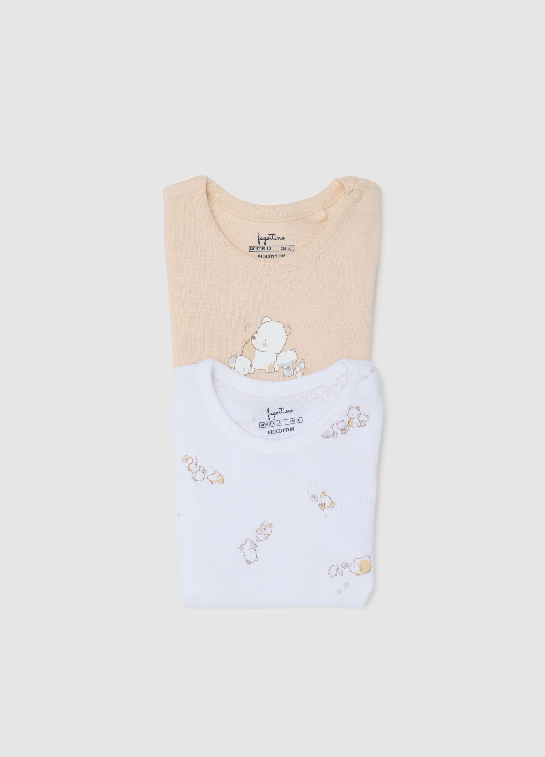 Multicolour newborn bodysuit twin-pack in pure cotton