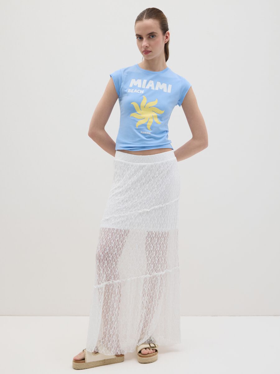 Blue Miami Beach Stretch Cotton T-shirt_1