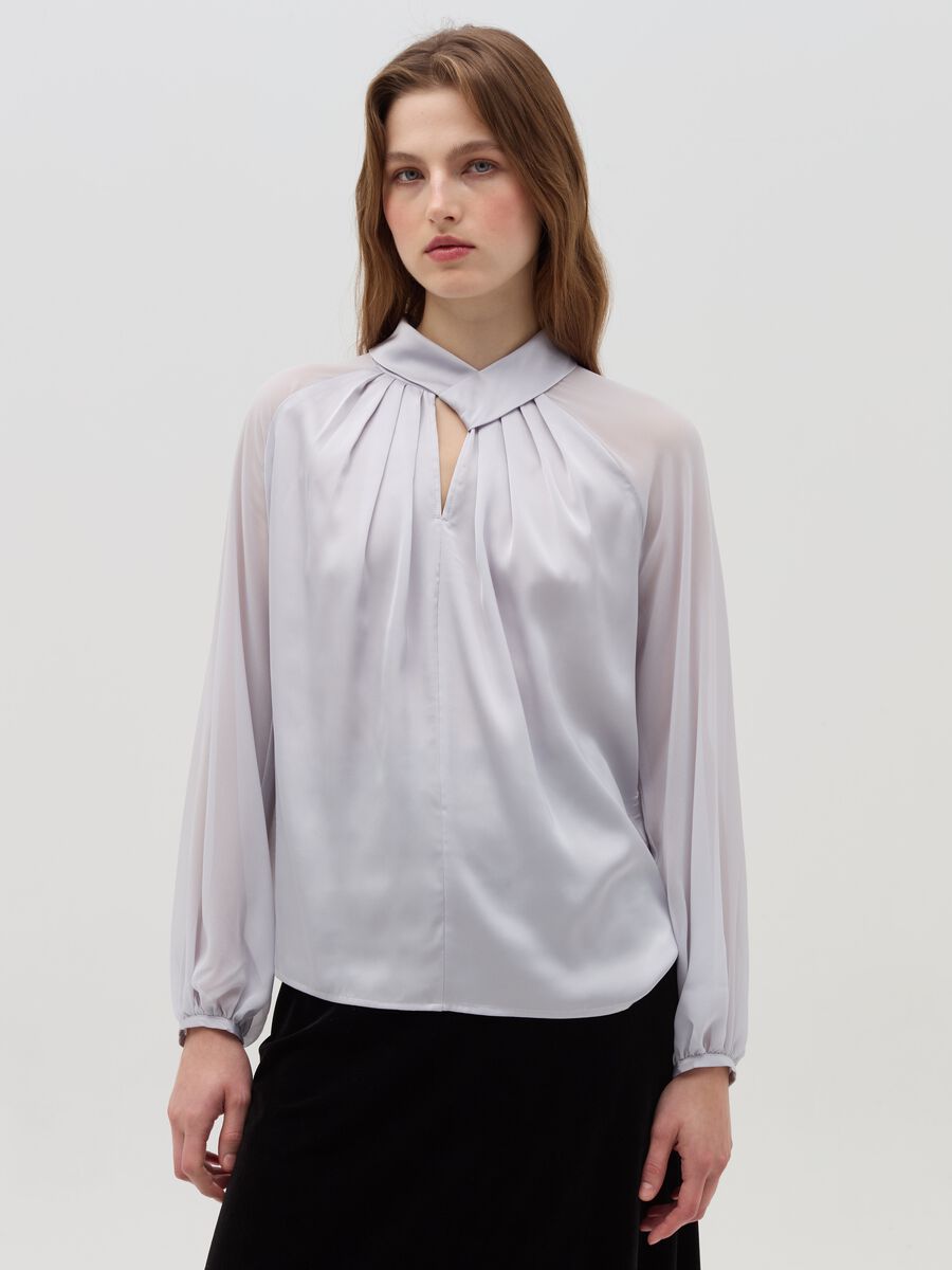 Satin blouse with raglan sleeves_0