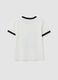 White cotton T-shirt with front graphic print and contrast trims_5