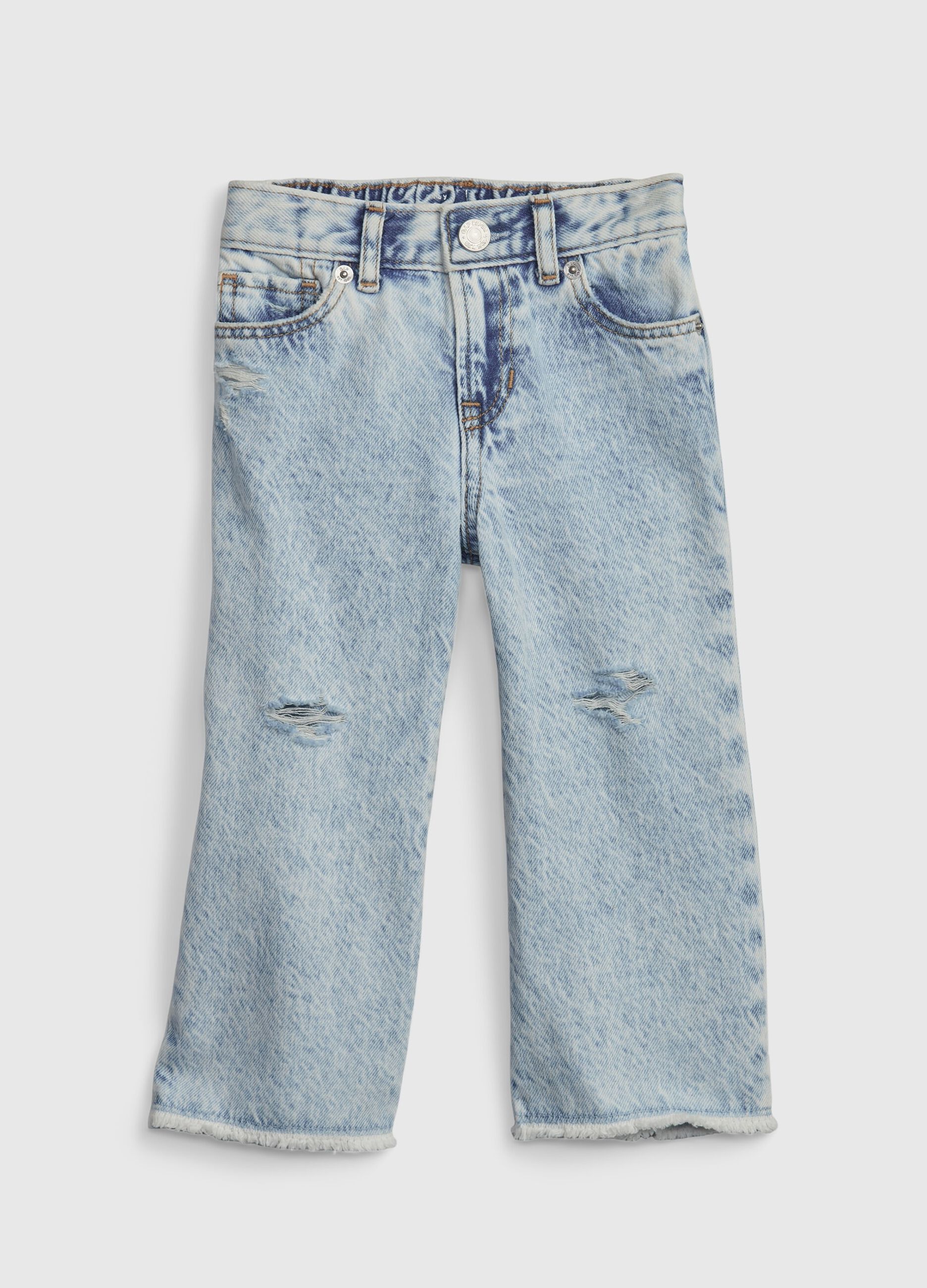 Wide-leg jeans with acid wash treatment