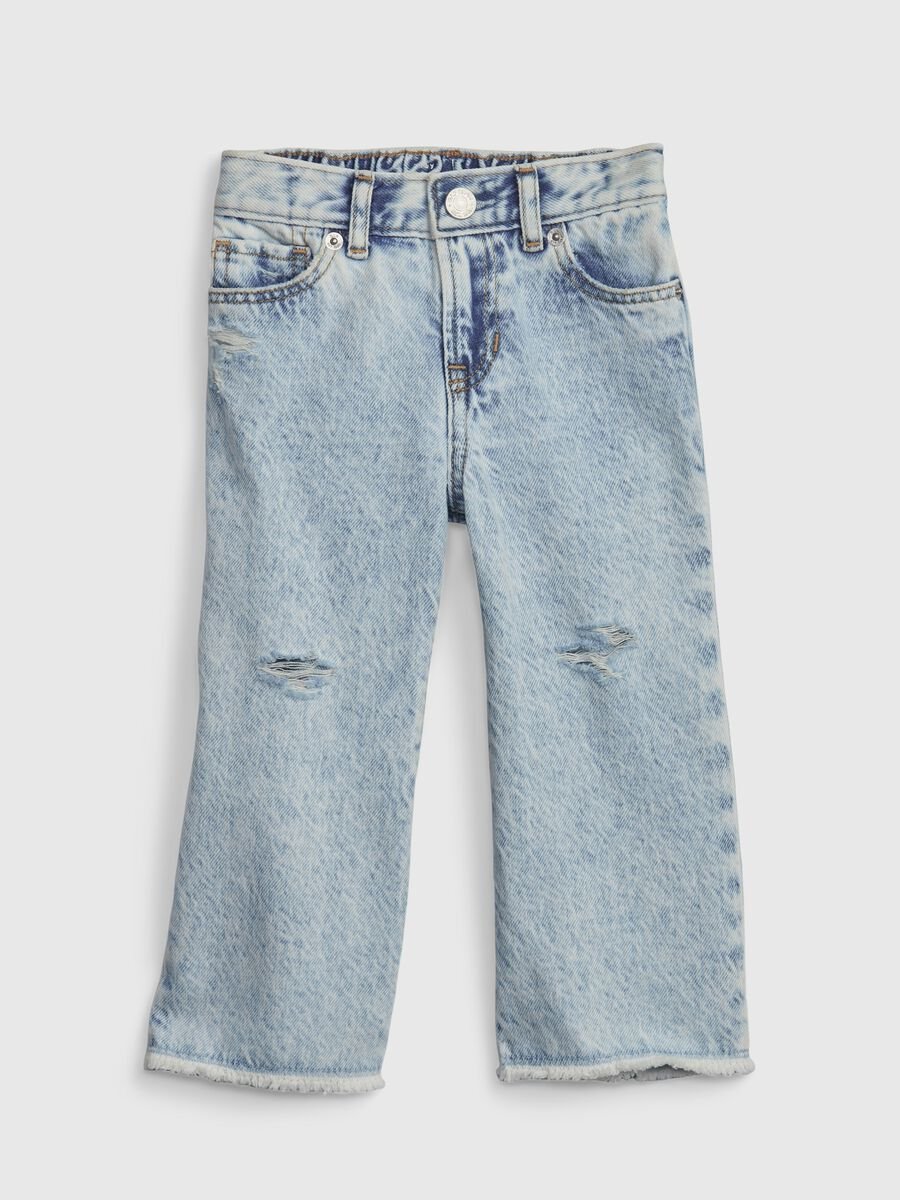 Jeans wide leg con trattamento acid wash_0