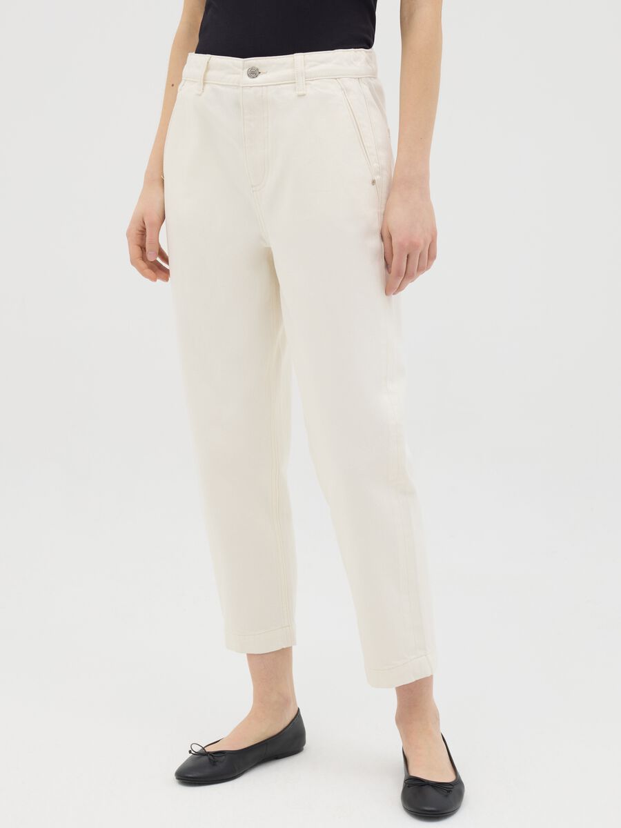 White carrot-fit jeans in cotton_1