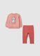 Girl's jogging set in stretchy pink cotton_0