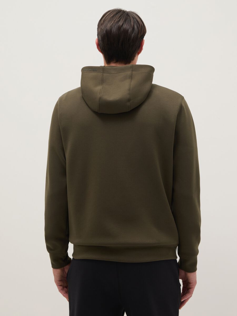 Regular fit green hoodie with front zip collar_2