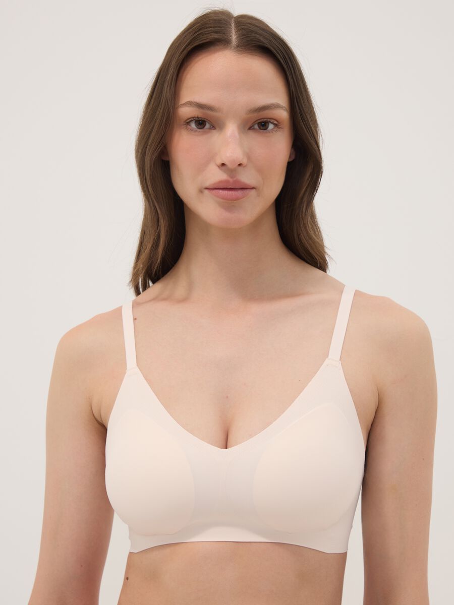 Pink stretch-fabric bra with removable padding_0