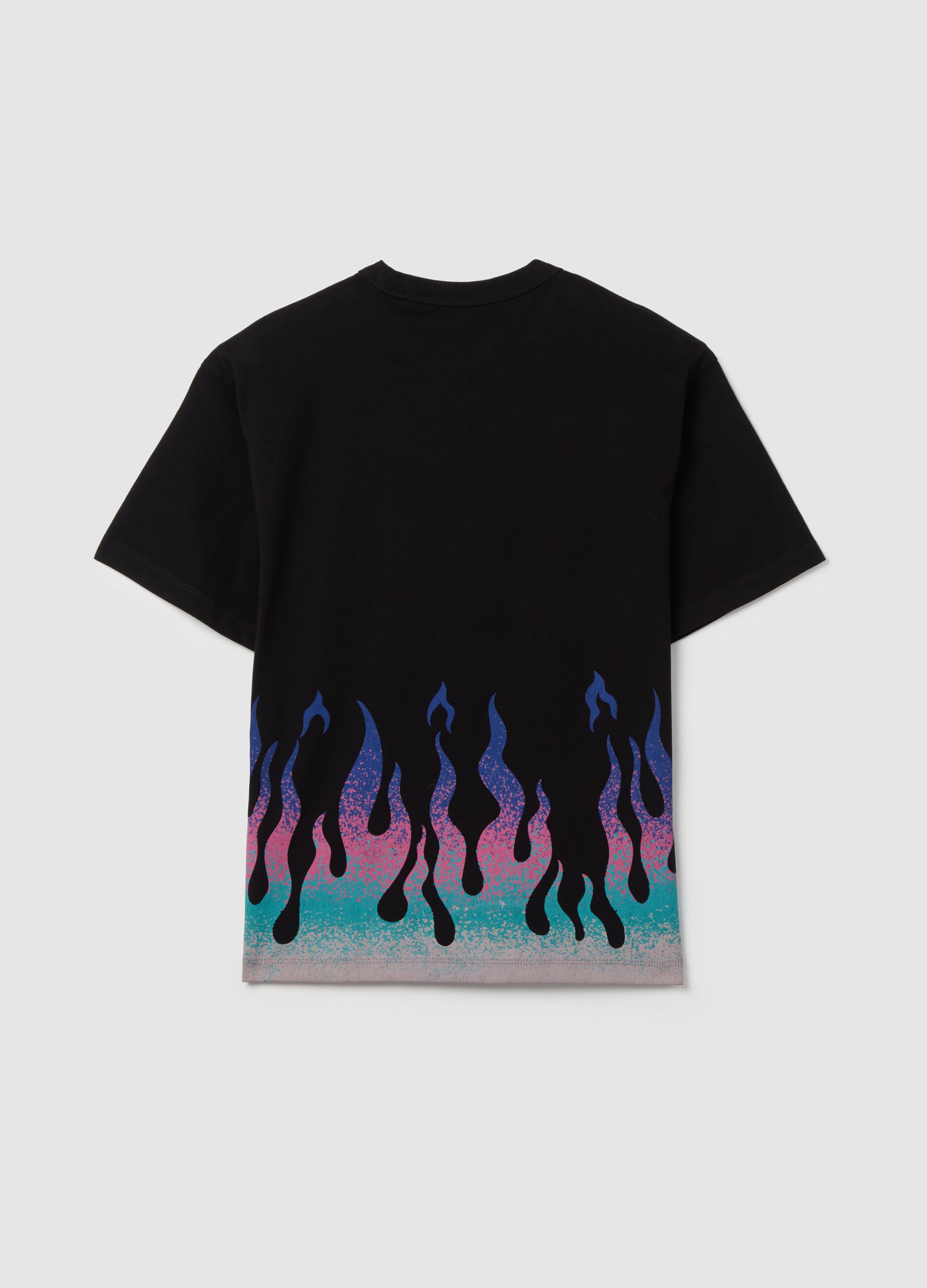 Cotton T-shirt with flame print