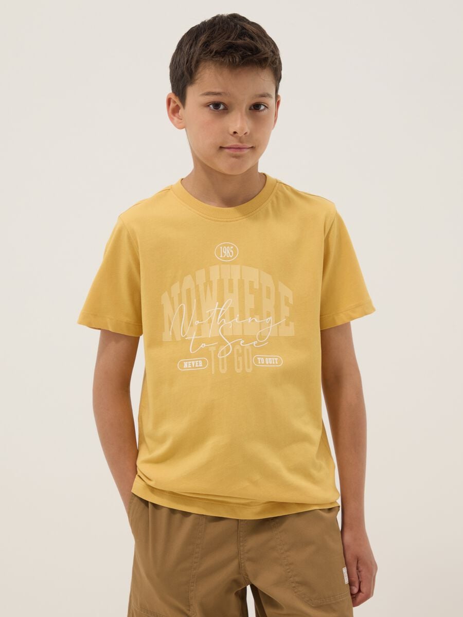 Yellow pure cotton short-sleeve T-shirt_0
