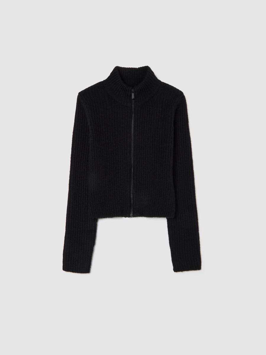 Black Hooded Cardigan for Girls_0