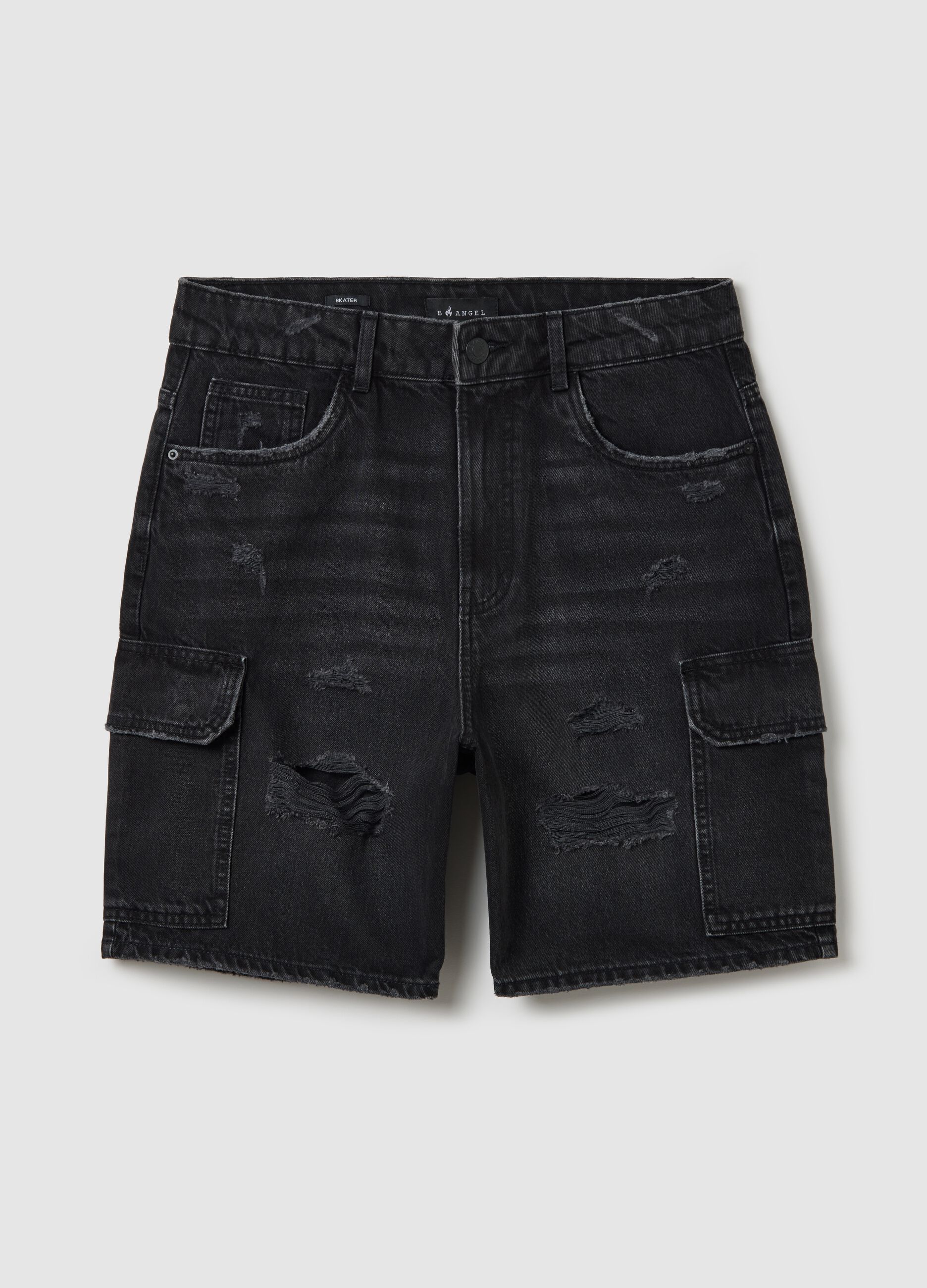 Cargo Bermuda shorts in black denim