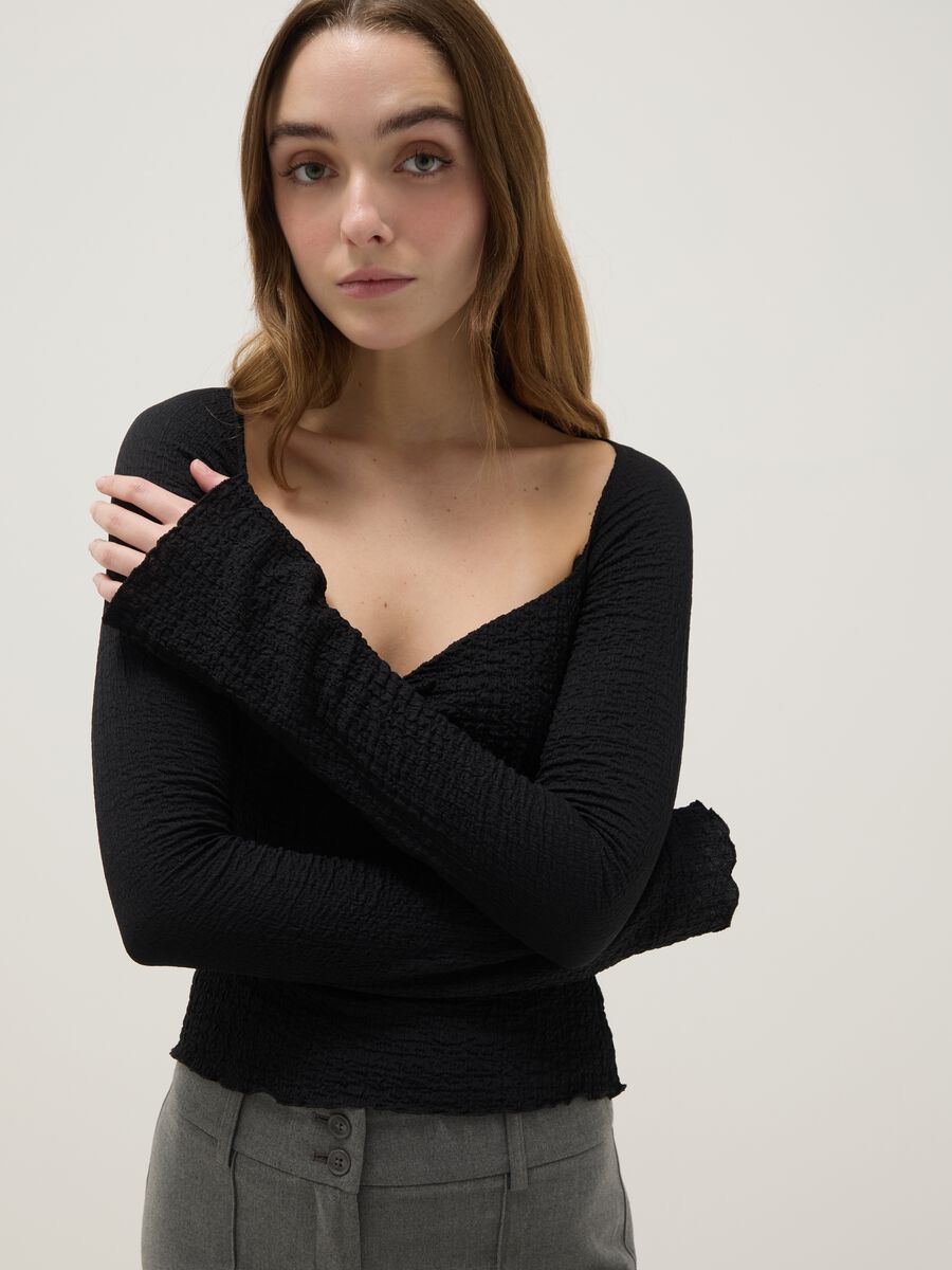 Black long sleeve regular fit top_3