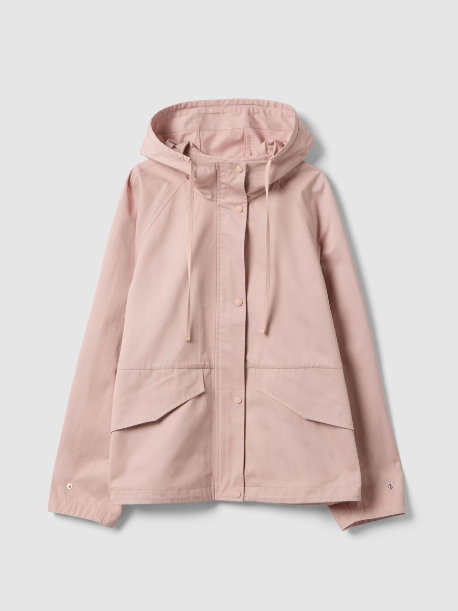 Pink Regular Fit Cotton Blend Jacket with Zip and Hood_4