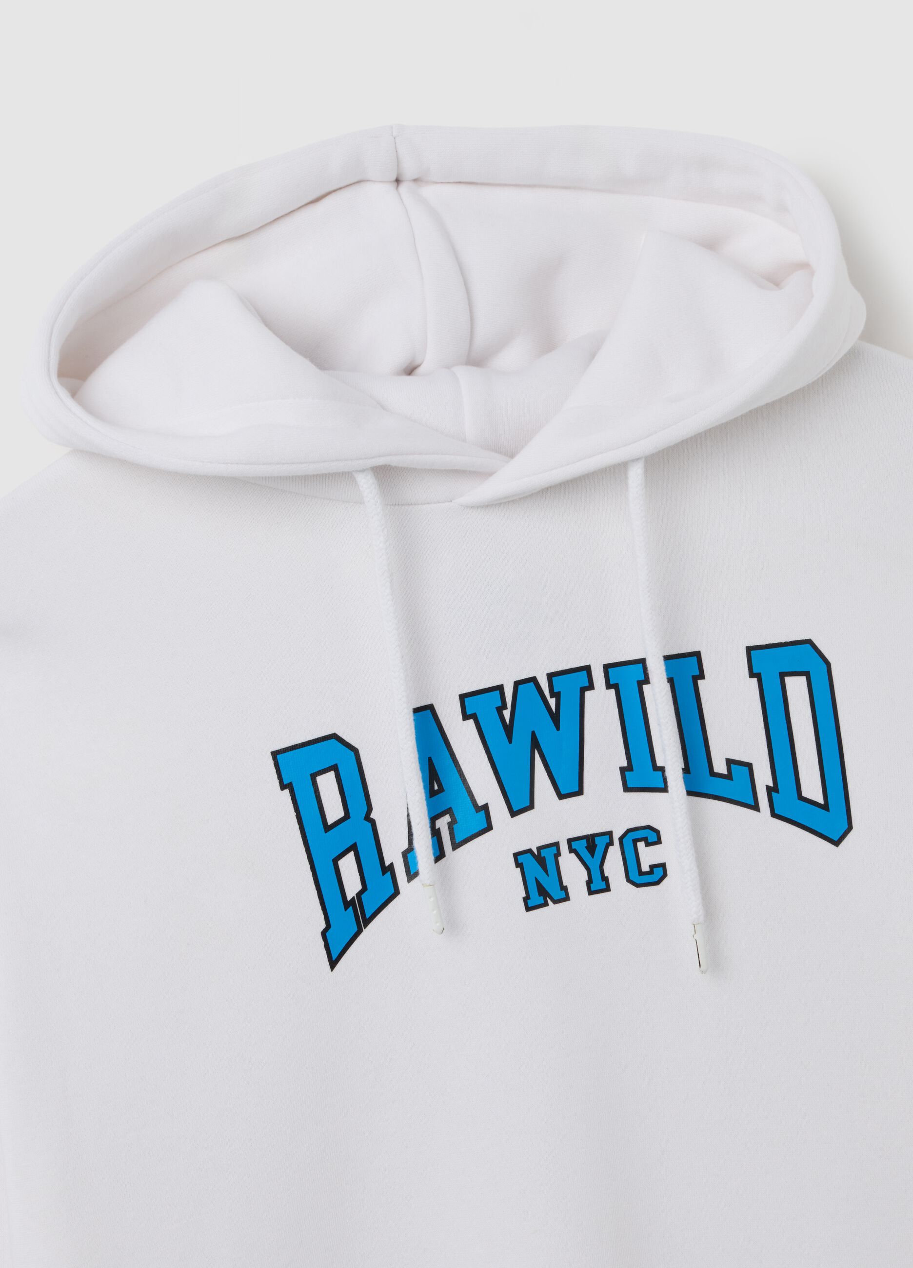 White Cotton Blend Hoodie with Flames