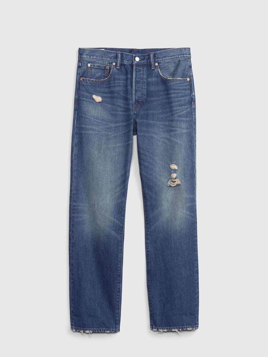 Jeans straight fit con abrasioni_3